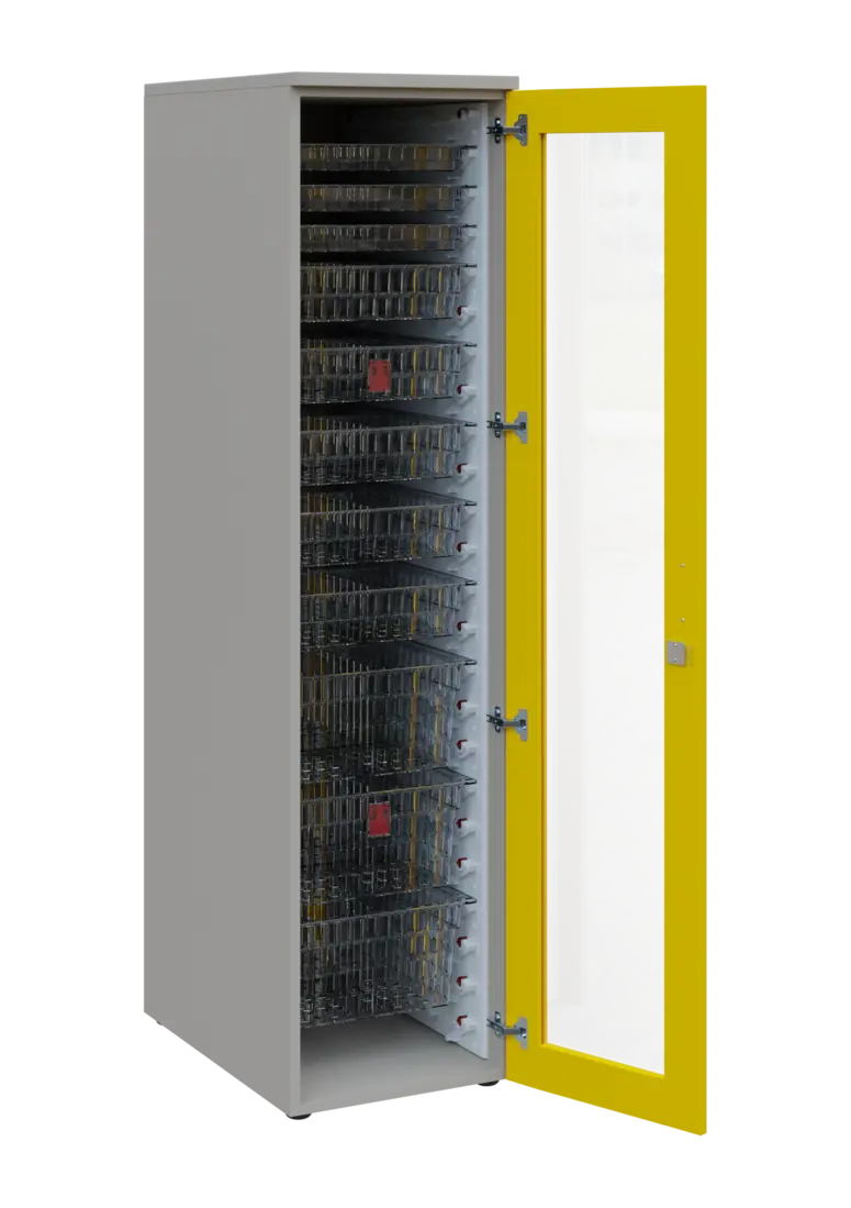 EUROMEDICA S - 46 TRANSPARENT skříň léková boxová, 1-dveřová/prosklená, pravá, 1950x460x735, korpus
